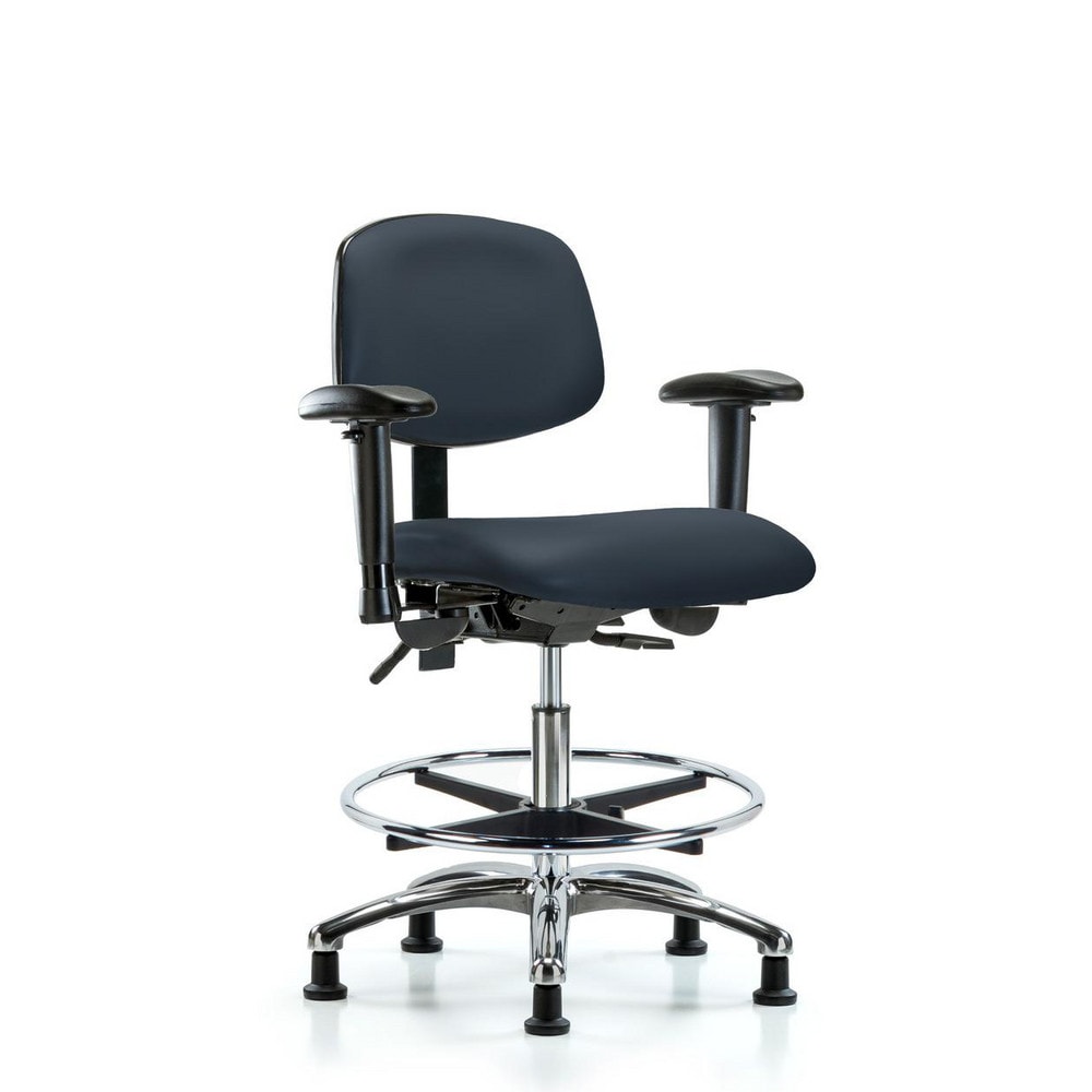 Ergonomic Multifunction Task Chair: Vinyl, 29" Seat Height, Imperial Blue