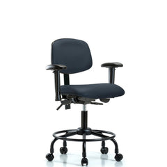 Ergonomic Multifunction Task Chair: Vinyl, 27-3/4" Seat Height, Imperial Blue