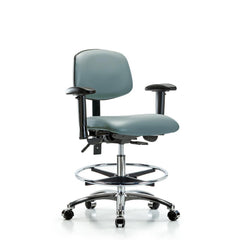 Ergonomic Multifunction Task Chair: Vinyl, 29" Seat Height, Storm