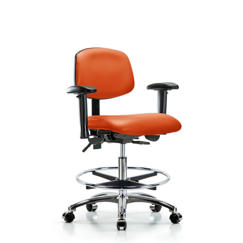 Ergonomic Multifunction Task Chair: Vinyl, 29" Seat Height, Orange Kist