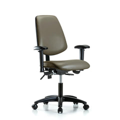 Ergonomic Multifunction Task Chair: Vinyl, 23" Seat Height, Taupe