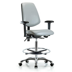 Ergonomic Multifunction Task Chair: Vinyl, 36" Seat Height, Dove Gray