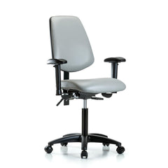 Ergonomic Multifunction Task Chair: Vinyl, 28-1/2" Seat Height, Dove Gray