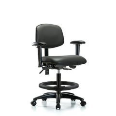 Ergonomic Multifunction Task Chair: Vinyl, 28-1/4" Seat Height, Carbon