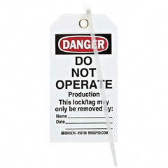 Do Not Operate Tag: 5-3/4" High, 3" Wide, Polyester, "DANGER"