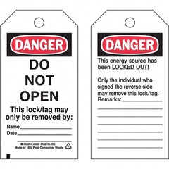 Do Not Operate Tag: 5-3/4" High, 3" Wide, Paper, "DANGER"