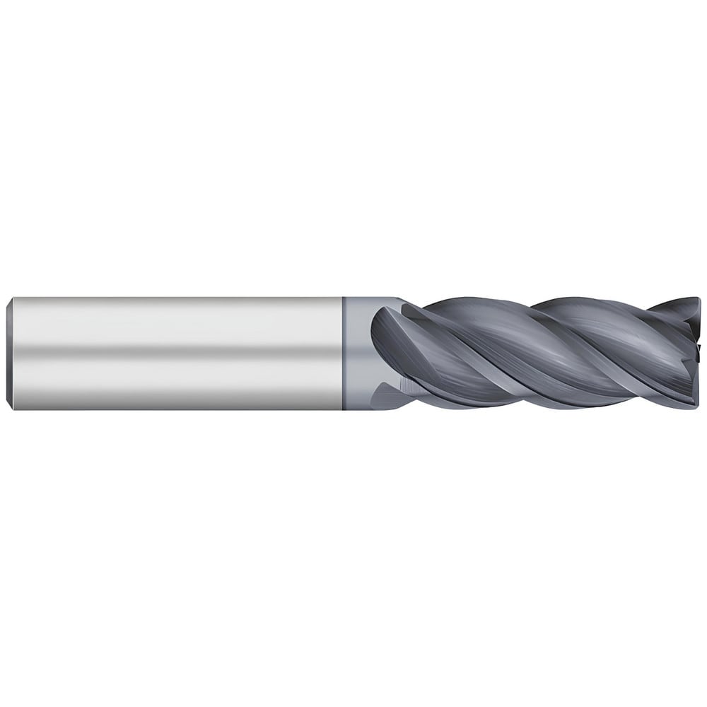 Corner Radius End Mill: 1/2" Dia, 1-1/4" LOC, 0.0900" Radius, 4 Flute, Solid Carbide