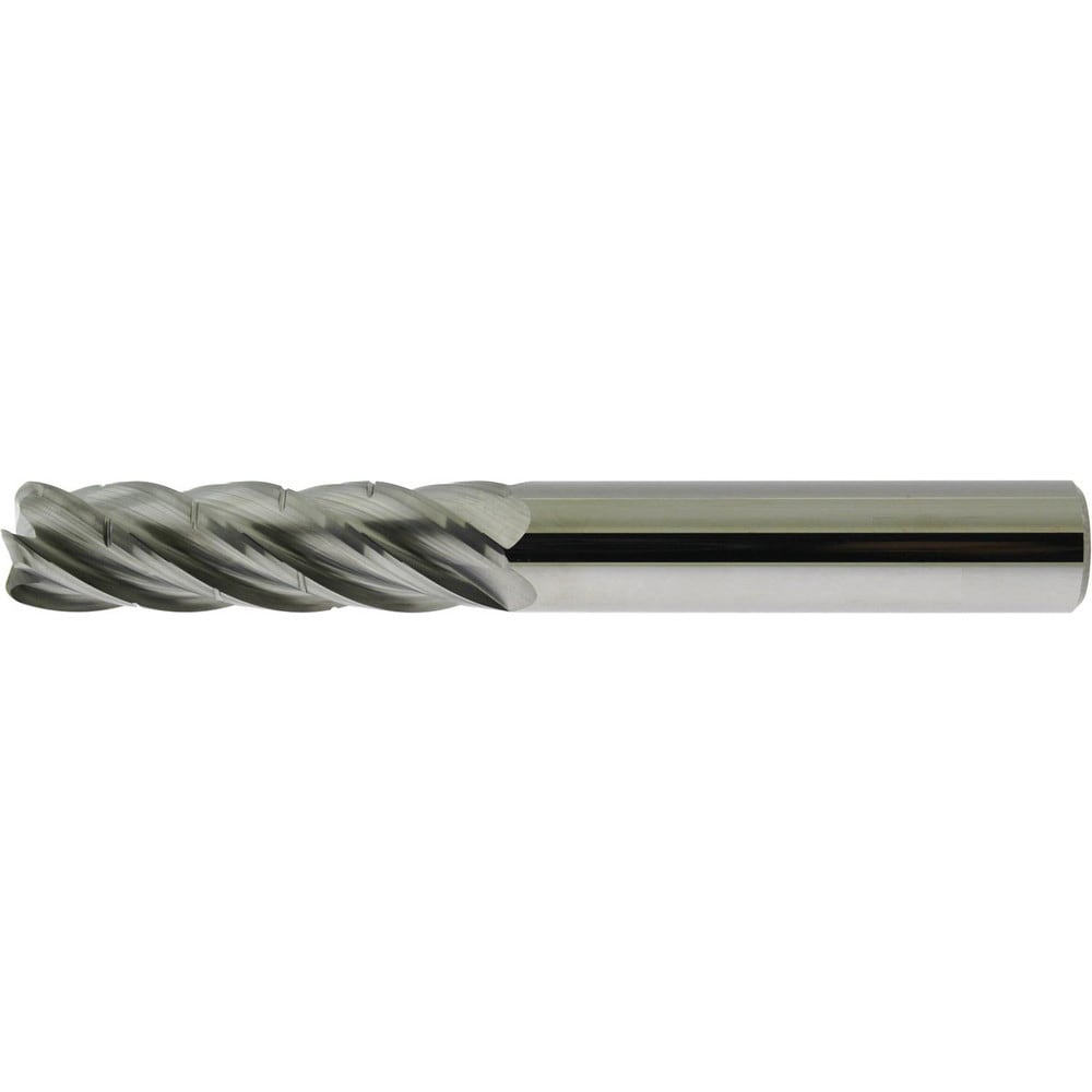 Corner Radius End Mill: 1" Dia, 3" LOC, 0.0900" Radius, 5 Flute, Solid Carbide