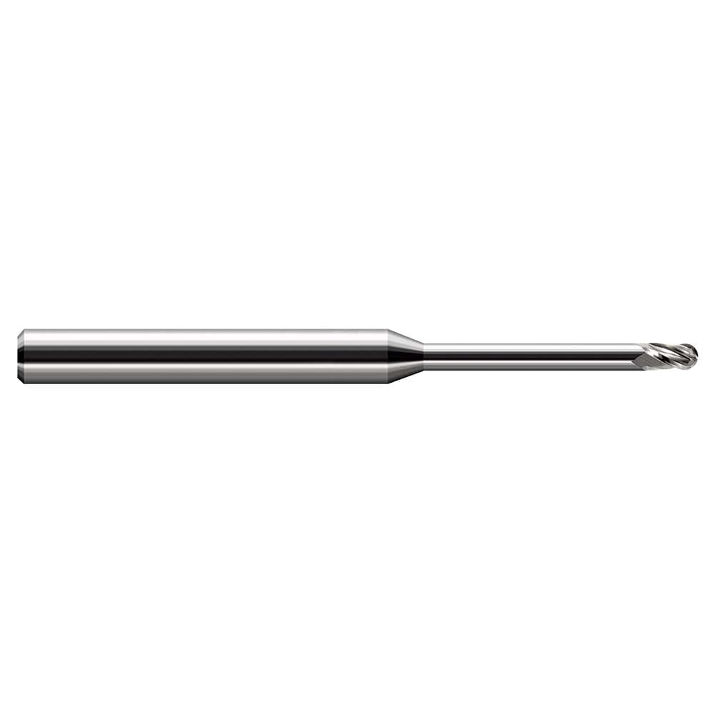 Ball End Mill: 3/64" Dia, 0.0710" LOC, 4 Flute, Solid Carbide