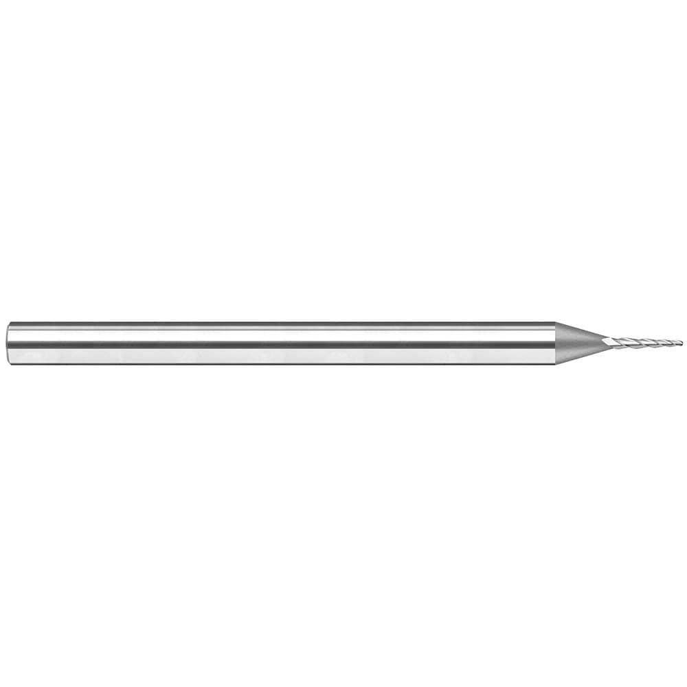 Tapered End Mill: 5 deg Angle per Side, 0.0450" Small Dia, 1/4" LOC, 3 Flute, Tapered End