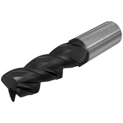 Corner Radius End Mill: 3/8" Dia, 1" LOC, 0.0300" Radius, 3 Flute, Solid Carbide