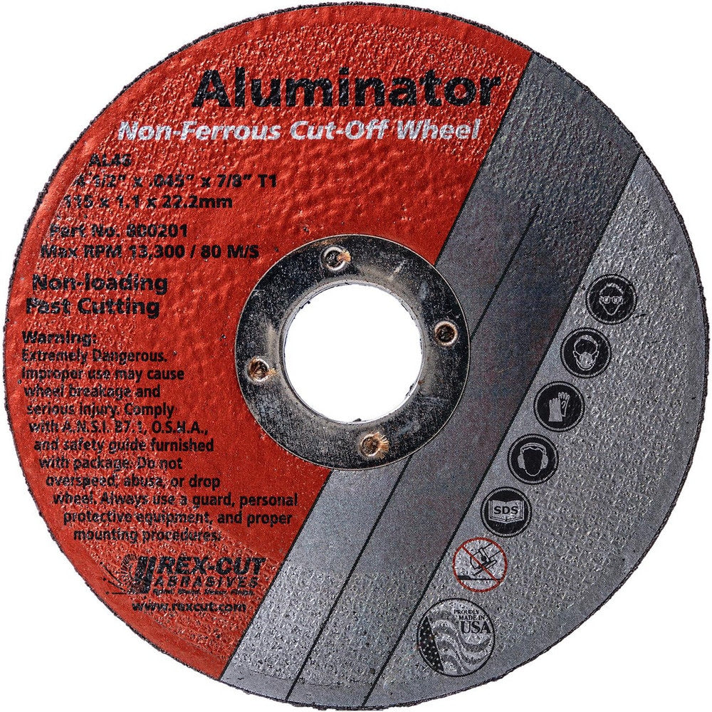 Cutoff Wheel: Type 1, 4" Dia, Aluminum Oxide