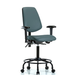 Ergonomic Multifunction Task Chair: Vinyl, 33" Seat Height, Colonial Blue