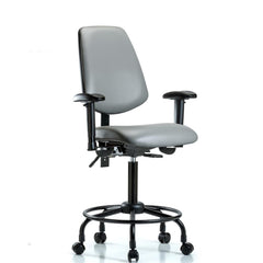 Ergonomic Multifunction Task Chair: Vinyl, 33" Seat Height, Sterling