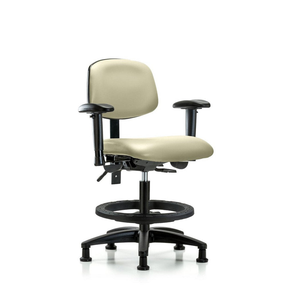 Ergonomic Multifunction Task Chair: Vinyl, 28-1/4" Seat Height, Adobe White