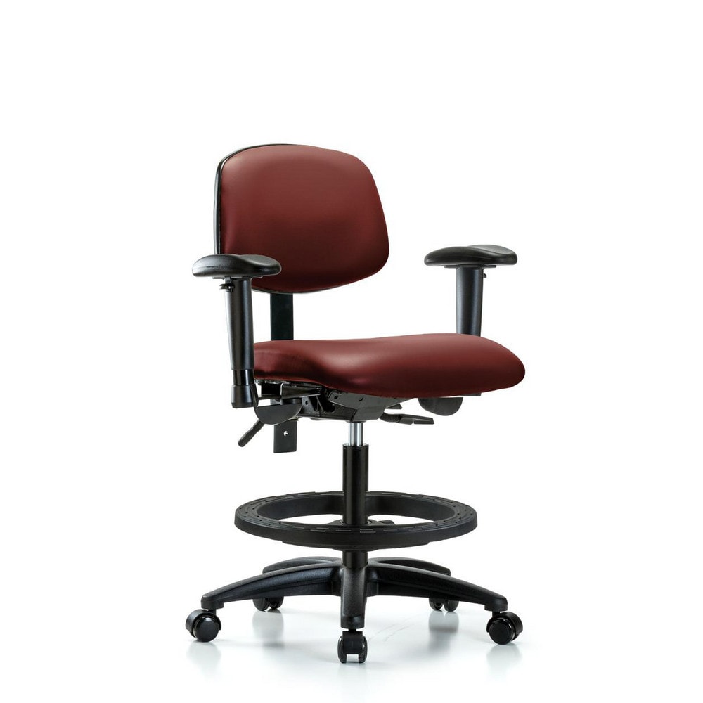 Ergonomic Multifunction Task Chair: Vinyl, 28-1/4" Seat Height, Borscht