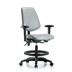 Ergonomic Multifunction Task Chair: Vinyl, 28-1/2" Seat Height, Dove Gray