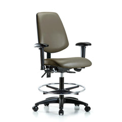 Ergonomic Multifunction Task Chair: Vinyl, 28-1/2" Seat Height, Taupe