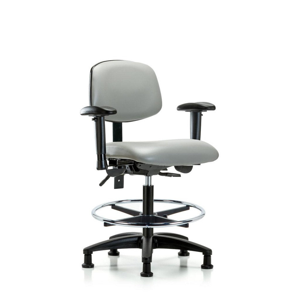 Ergonomic Multifunction Task Chair: Vinyl, 28-1/4" Seat Height, Dove Gray