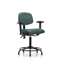 Ergonomic Multifunction Task Chair: Vinyl, 31" Seat Height, Colonial Blue