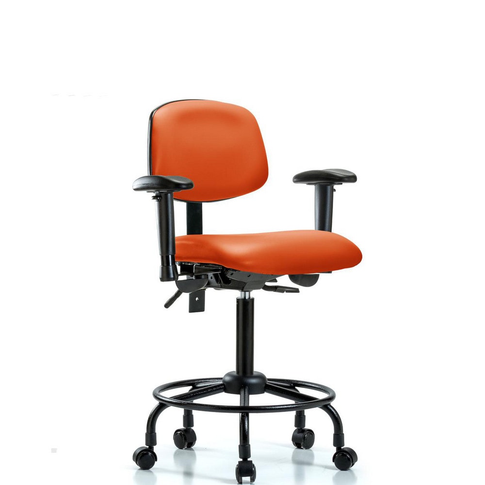 Ergonomic Multifunction Task Chair: Vinyl, 33" Seat Height, Orange Kist