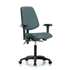 Ergonomic Multifunction Task Chair: Vinyl, 28-1/2" Seat Height, Colonial Blue