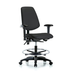 Ergonomic Multifunction Task Chair: Vinyl, 28-1/2" Seat Height, Black