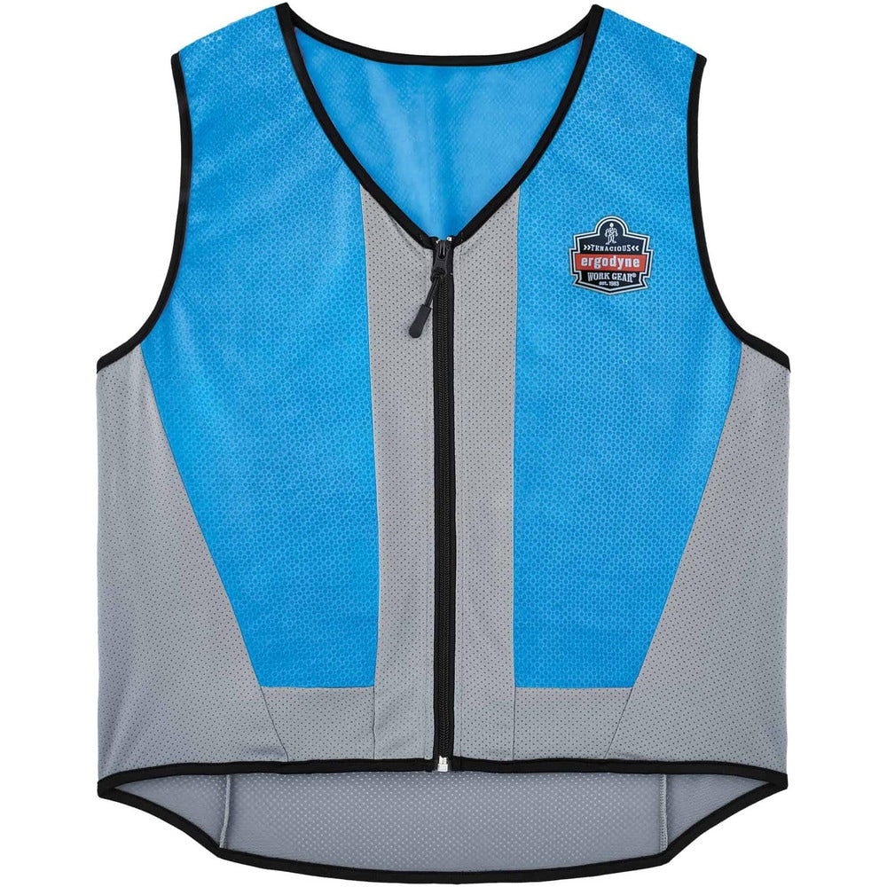 Cooling Vests; Cooling Technology: Evaporative Cooling Vest; Breakaway: No; Expandable: No; Size: Medium; Color: Blue; Maximum Cooling Time (Hours): 4; Material: PVA; Activation Method: Water Activation; Closure Type: Zipper