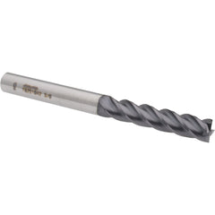 Square End Mill: 3/8" Dia, 1-3/4" LOC, 4 Flute, Solid Carbide