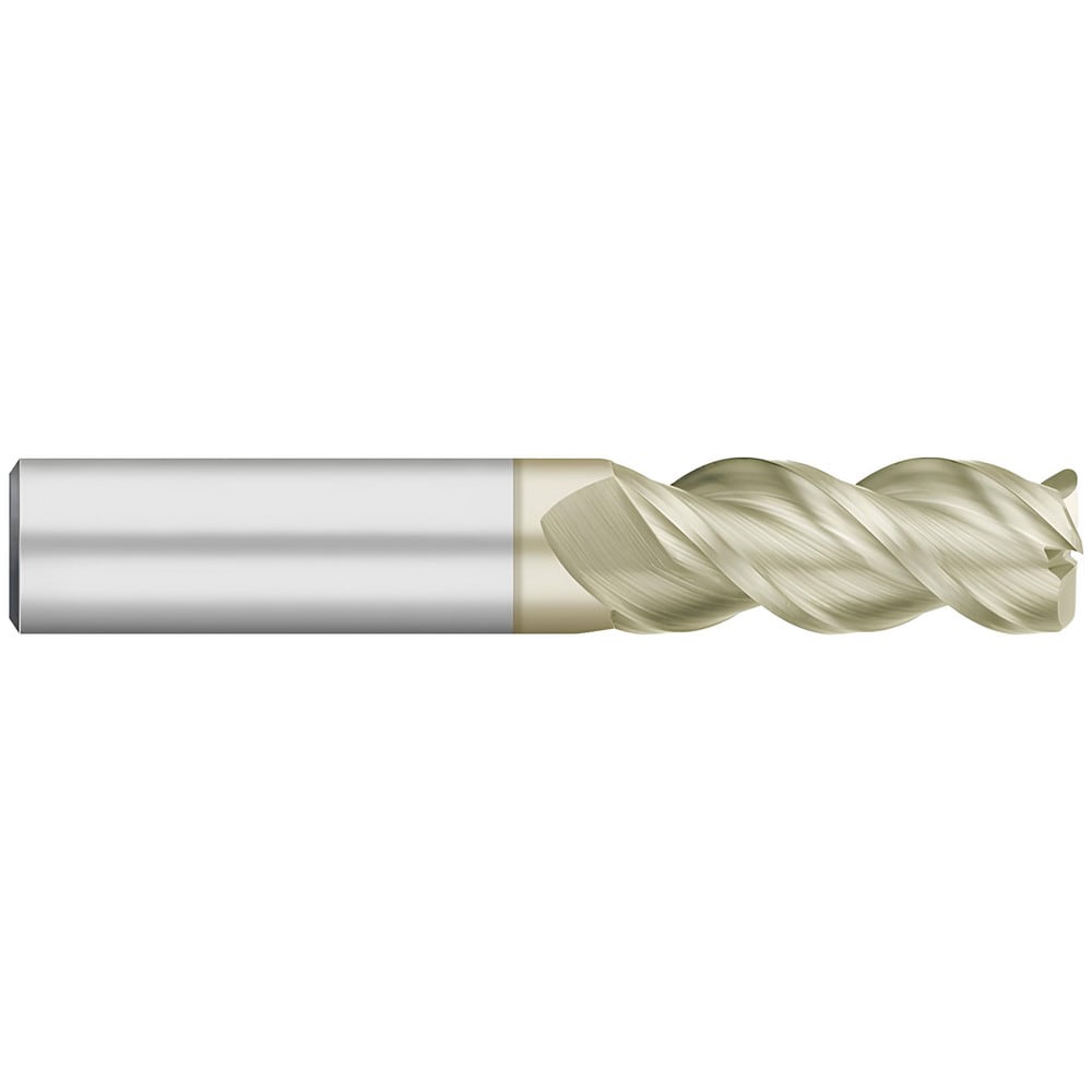 Corner Radius End Mill: 1/8" Dia, 3/4" LOC, 0.0200" Radius, 3 Flute, Solid Carbide