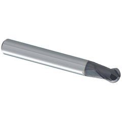 Ball End Mill: 0.20 mm Dia, 0.20 mm LOC, 2 Flute, Solid Carbide