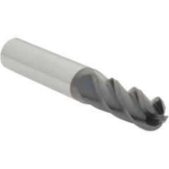 Ball End Mill: 13/32" Dia, 1" LOC, 4 Flute, Solid Carbide