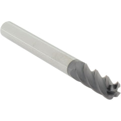 Corner Radius End Mill: 3/8" Dia, 1" LOC, 0.0900" Radius, 4 Flute, Solid Carbide