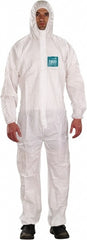 Non-Disposable Rain & Chemical-Resistant Coveralls: Size 4X-Large, White, Film Laminate