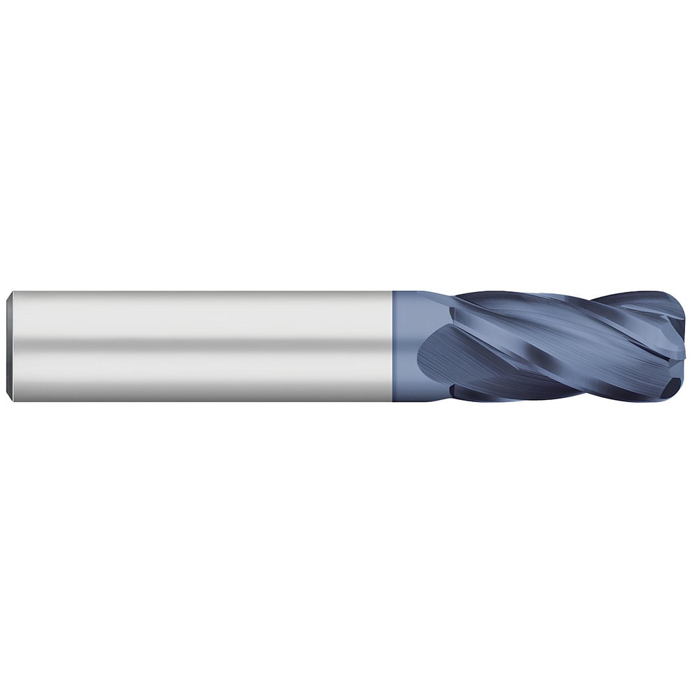 Corner Radius End Mill: 1/4" Dia, 3/4" LOC, 0.0100" Radius, 4 Flute, Solid Carbide