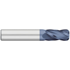 Corner Radius End Mill: 1/8" Dia, 1/2" LOC, 0.0100" Radius, 4 Flute, Solid Carbide