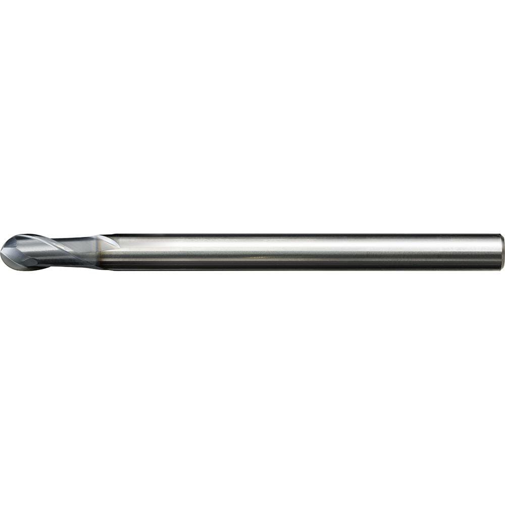 Ball End Mill: 0.60 mm Dia, 0.90 mm LOC, 2 Flute, Solid Carbide