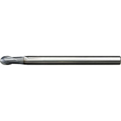 Ball End Mill: 0.60 mm Dia, 0.90 mm LOC, 2 Flute, Solid Carbide