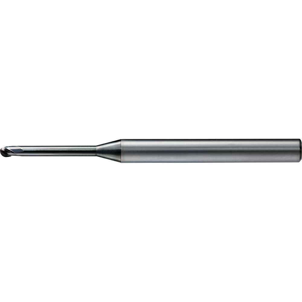 Ball End Mill: 2.00 mm Dia, 1.60 mm LOC, 3 Flute, Solid Carbide