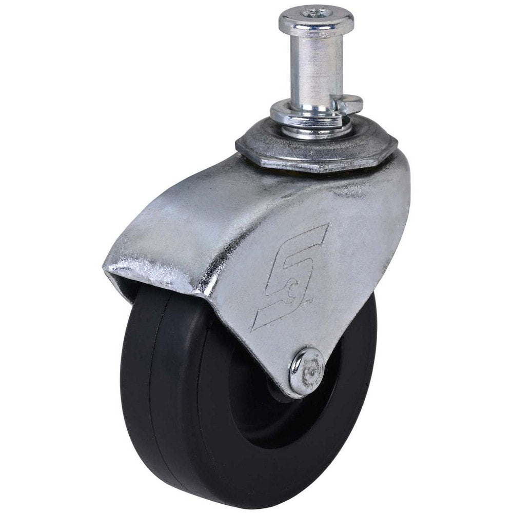 Swivel Caster Wheel: Steel, 2-1/2" Dia, 1" Wide, 1-7/16" Axle