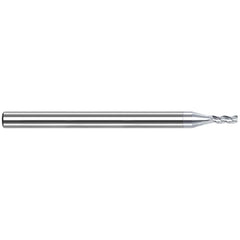 Corner Radius End Mill: 5/64" Dia, 3.00 mm LOC, 0.50 mm Radius, 3 Flute, Solid Carbide