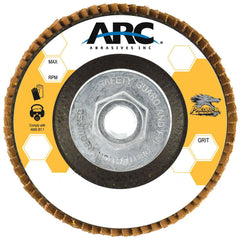 Flap Disc:  4-1/2" Dia, 5/8-11" Hole, 120 Grit, Ceramic Alumina, Type 29