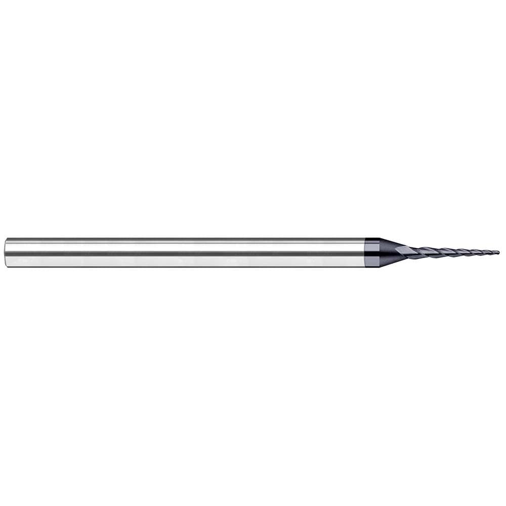 Tapered End Mill: 5 deg Angle per Side, 0.0300" Small Dia, 0.3000" LOC, 4 Flute, Tapered End