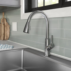 Lavatory Faucets; Inlet Location: Bottom; Inlet Pipe Size: 1/2 in; Spout Type: Pullout; Inlet Gender: Male; Maximum Flow Rate: 1.8 GPM; Handle Type: Pull Lever; Material: Brass; Finish/Coating: Chrome