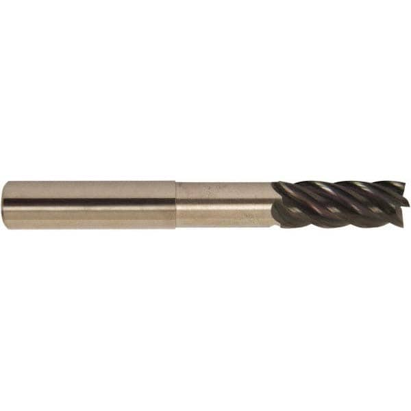 Corner Radius End Mill: 1-1/4" Dia, 1-1/2" LOC, 38 deg Helix, Corner Radius End, Centercutting Series HS