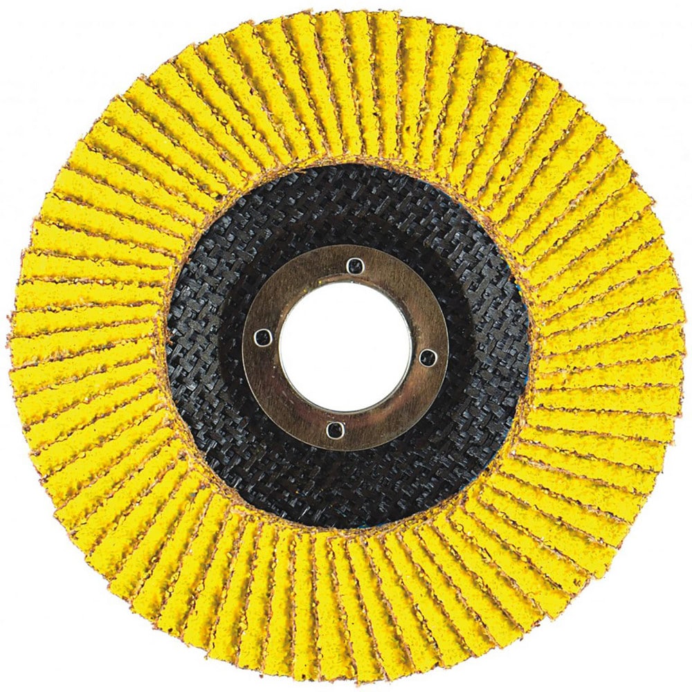 Flap Disc:  6" Dia, 7/8" Hole, 50 Grit, Ceramic Alumina, Type 27