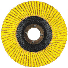 Flap Disc:  6" Dia, 5/8-11" Hole, 120 Grit, Ceramic Alumina, Type 27