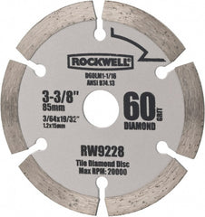 Wet & Dry Cut Saw Blade: 3-3/8" Dia, 15" Arbor Hole