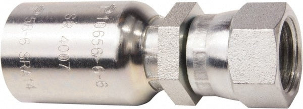 Hydraulic Hose Female JIC 37 & 45 &deg; Dual Flare Swivel Straight Fitting: 0.5" ID, 8 mm, 3/4-16, 5,000 psi