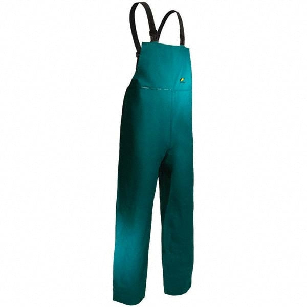 Non-Disposable Rain & Chemical-Resistant Bib Overalls: Size 3X-Large, Green, PVC